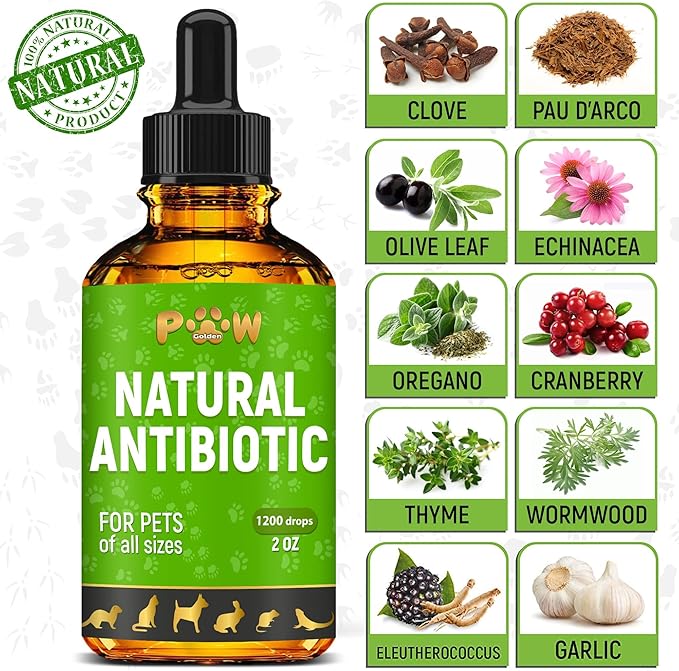 Antibiotics for Infection, Coughs, UTIs, Allergies, Itching | Natural Antibiotics for Cats to Support Skin, Coat, & Digestion | for All Breeds & Ages | 2 oz