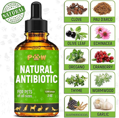 Antibiotics for Infection, Coughs, UTIs, Allergies, Itching | Natural Antibiotics for Cats to Support Skin, Coat, & Digestion | for All Breeds & Ages | 2 oz